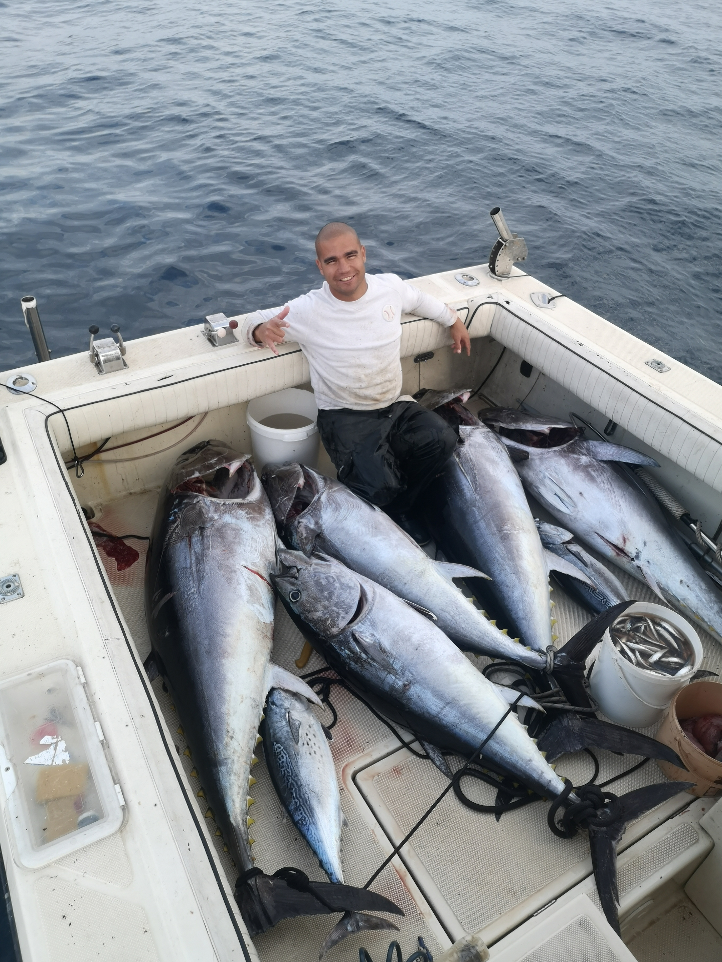 Deck full of bluefin tuna and bonito after an offshore Adriatic trip aboard Stari Ribar