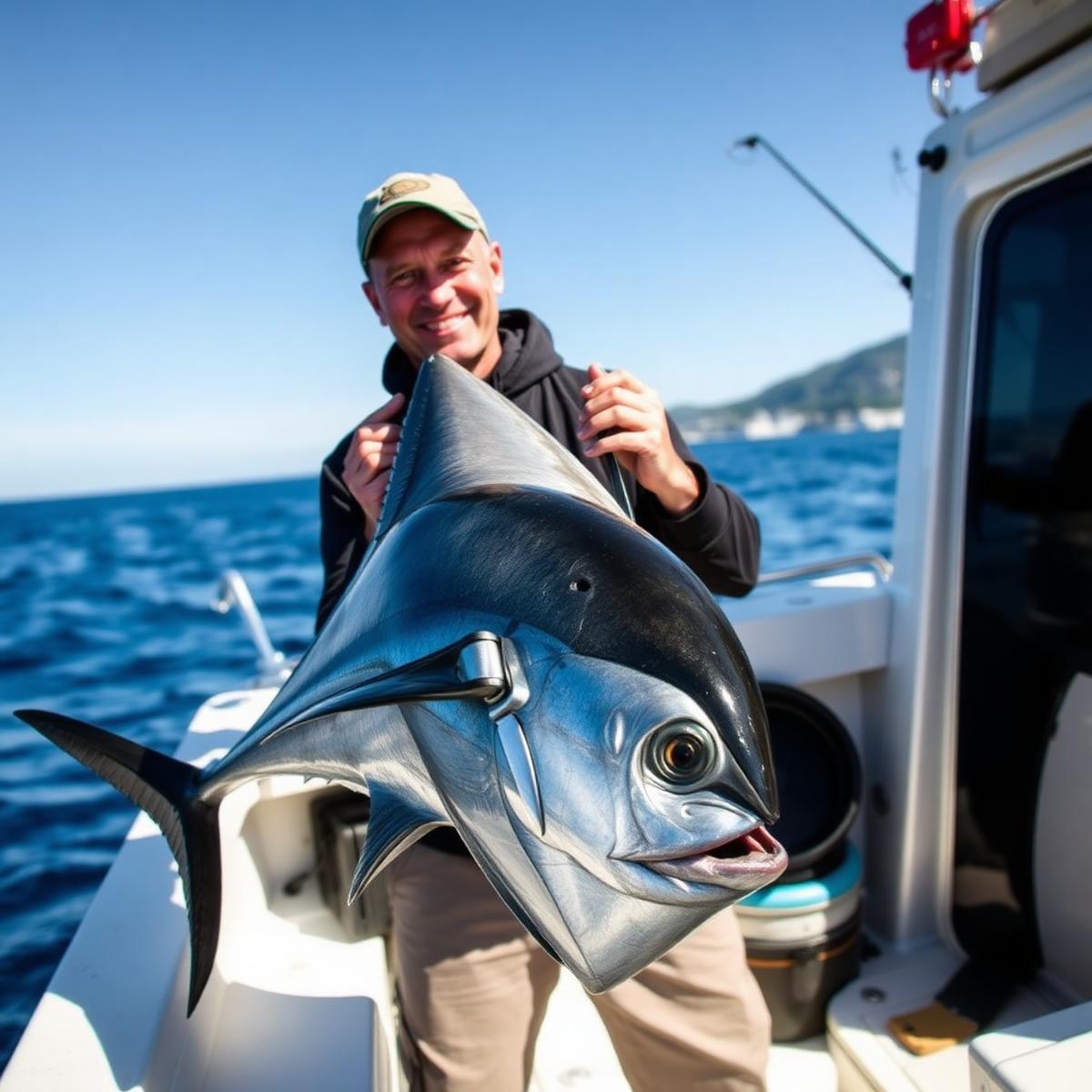 Capt. Ivan Horžić with a giant bluefin tuna on deck